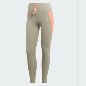 Adidas Olive & Coral High Waist Running Leggings Women’s Large